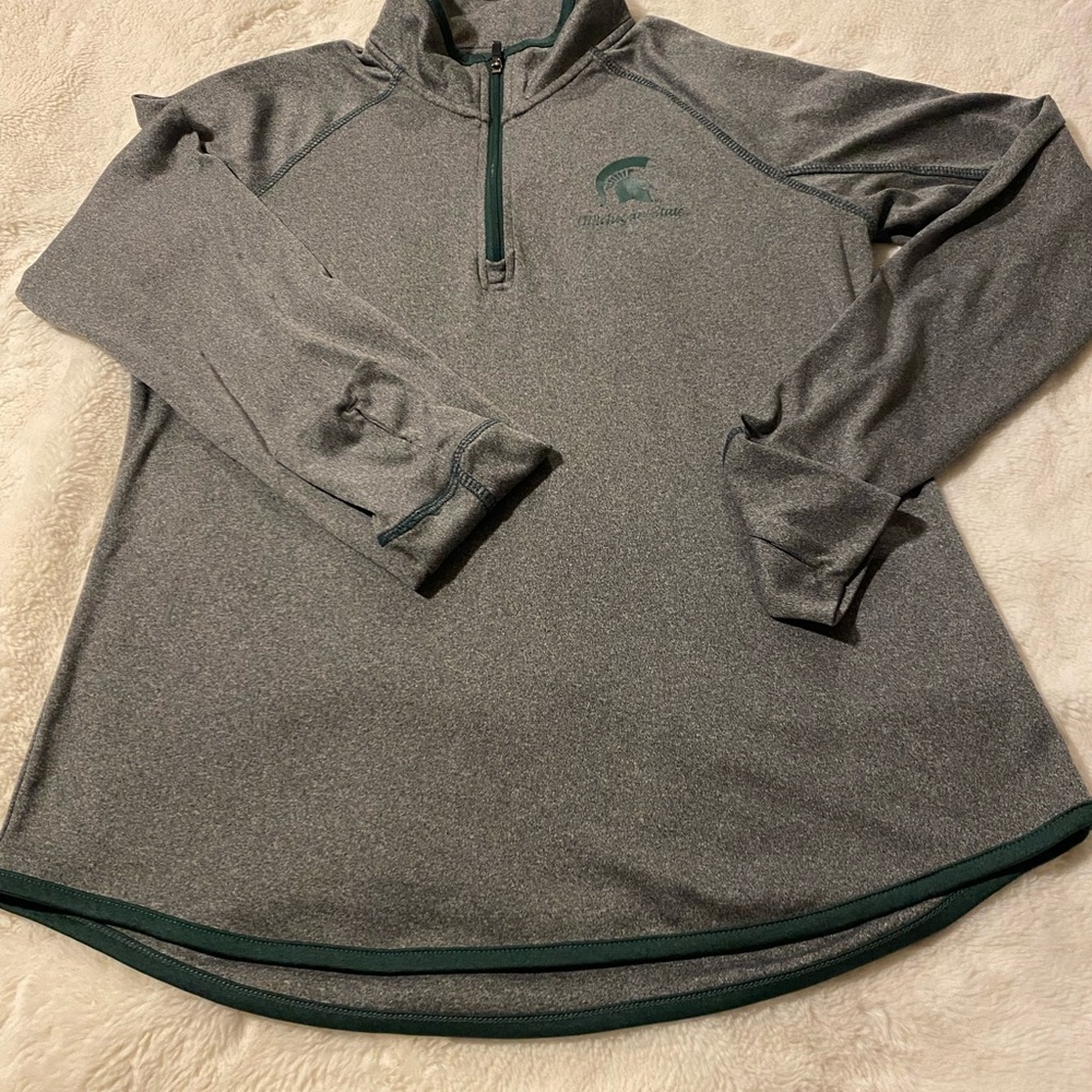 Michigan State Colosseum Gray and Green Quarter-Zip Sweatshirt